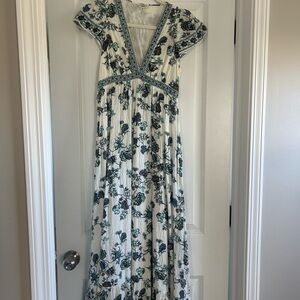 Max Studio Blue and White Floral Maxi Dress